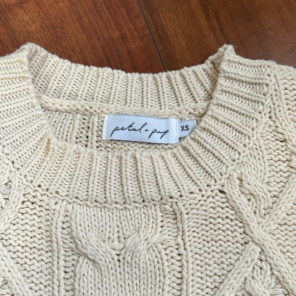 Petal & Pup Cable Knit Cream Sweater XS - Picture 3 of 6